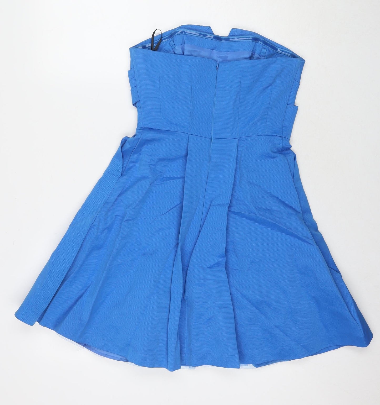 Warehouse Womens Blue Polyester Mini Size 8 Sweetheart Pullover - Strapless