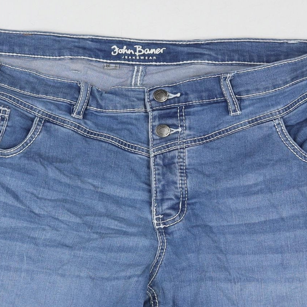 John Baner Womens Blue Cotton Bermuda Shorts Size 26 L10 in Regular Zip