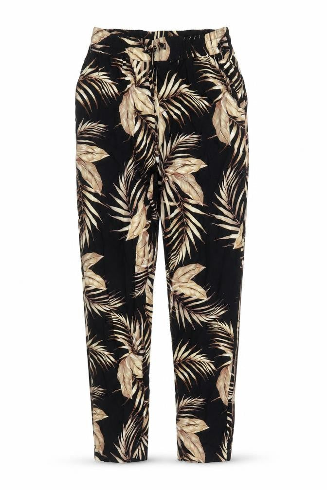 New Look Womens Multicoloured Geometric Viscose Carrot Trousers Size 6 L26 in Regular Tie - Elasticated Waist