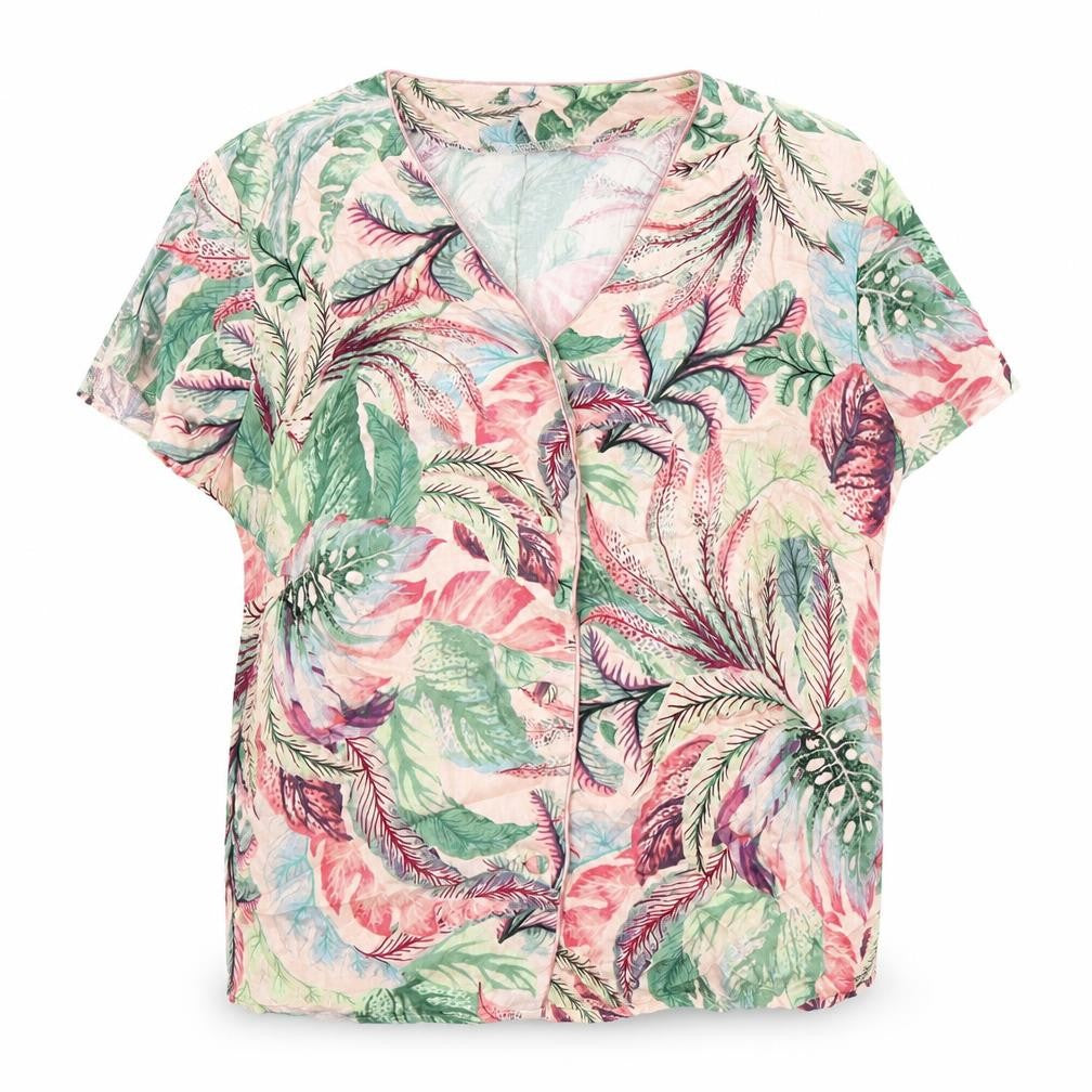 Pretty Secrets Womens Multicoloured Floral Viscose Kimono Pyjama Top Size 12 Button