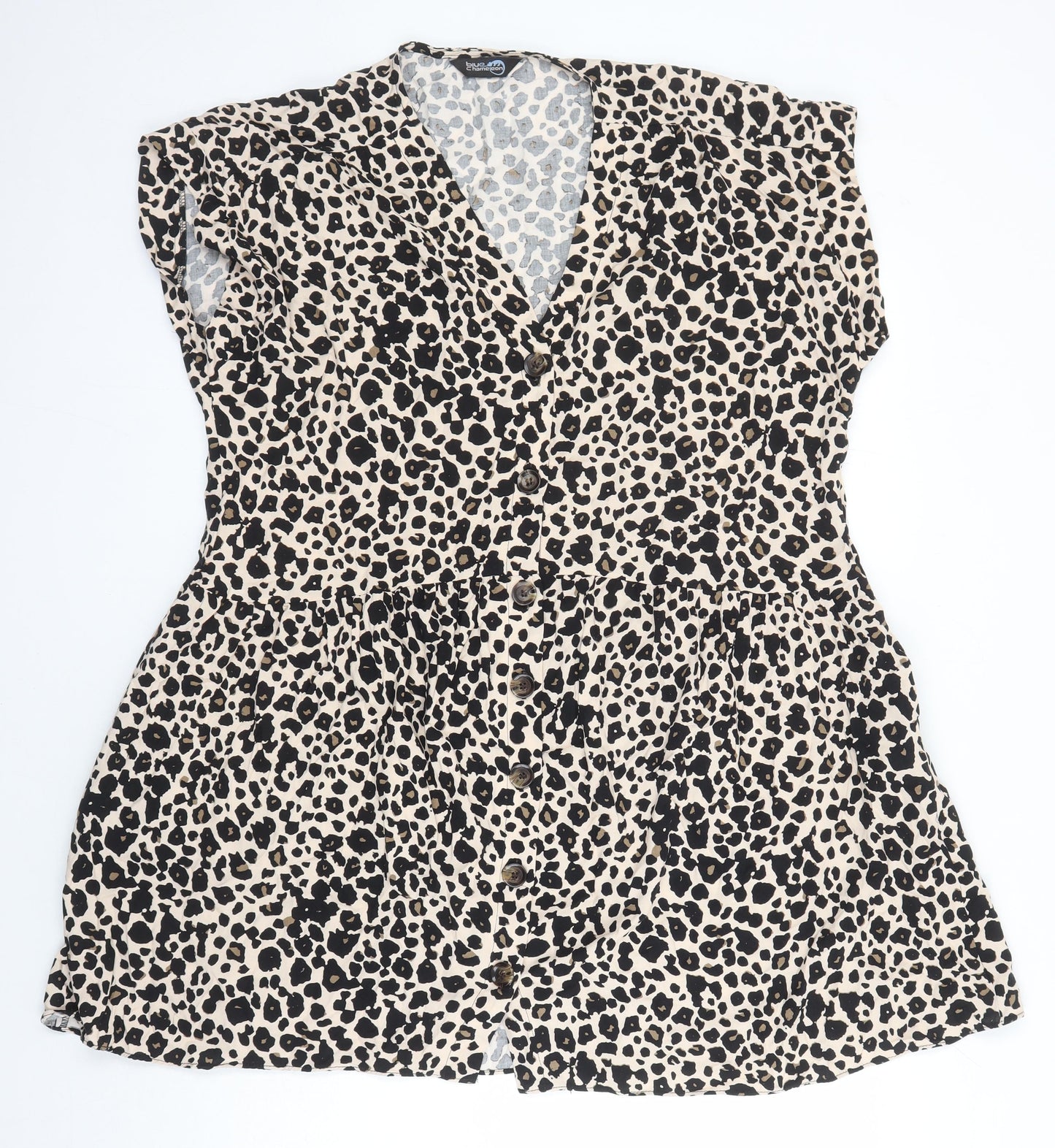 Blue Chameleon Womens Multicoloured Animal Print Polyester Blend A-Line Size 16 V-Neck Button - Pockets
