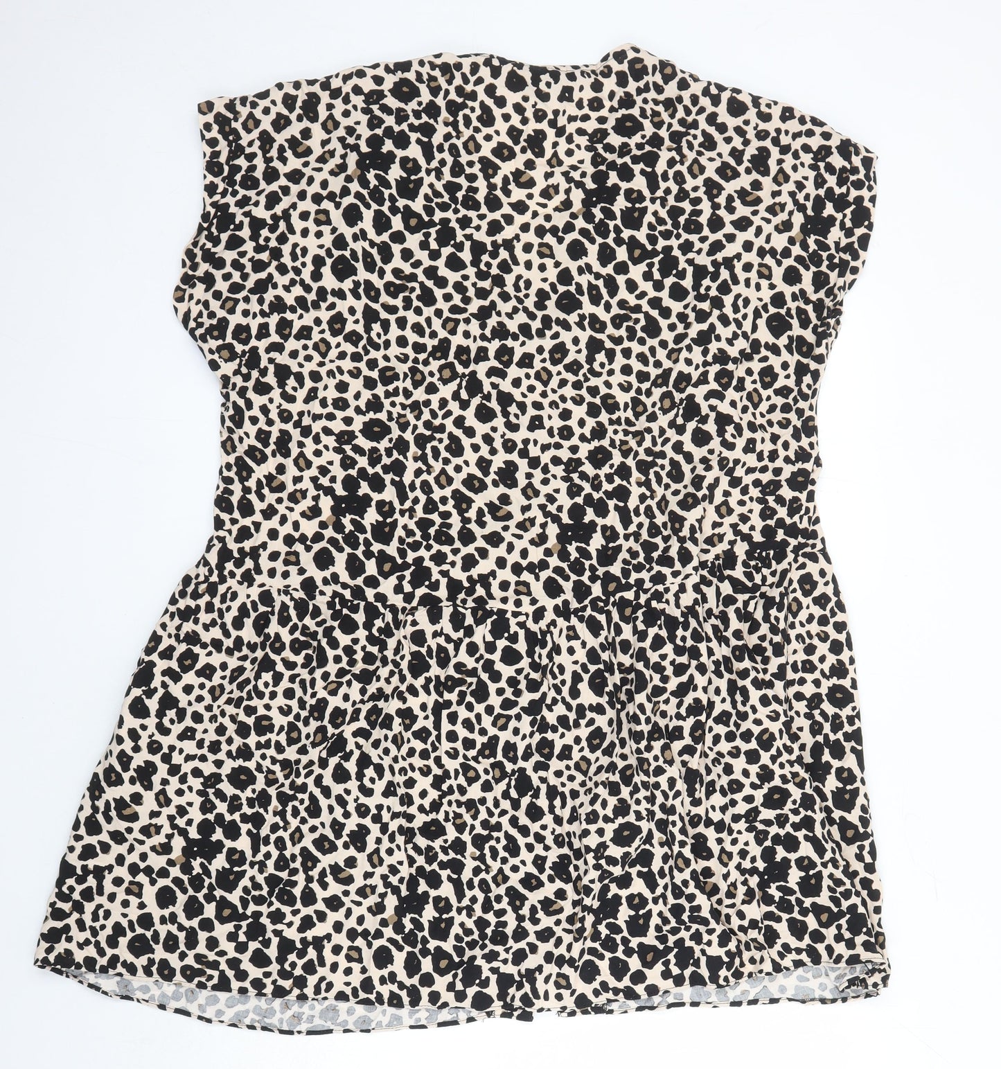 Blue Chameleon Womens Multicoloured Animal Print Polyester Blend A-Line Size 16 V-Neck Button - Pockets