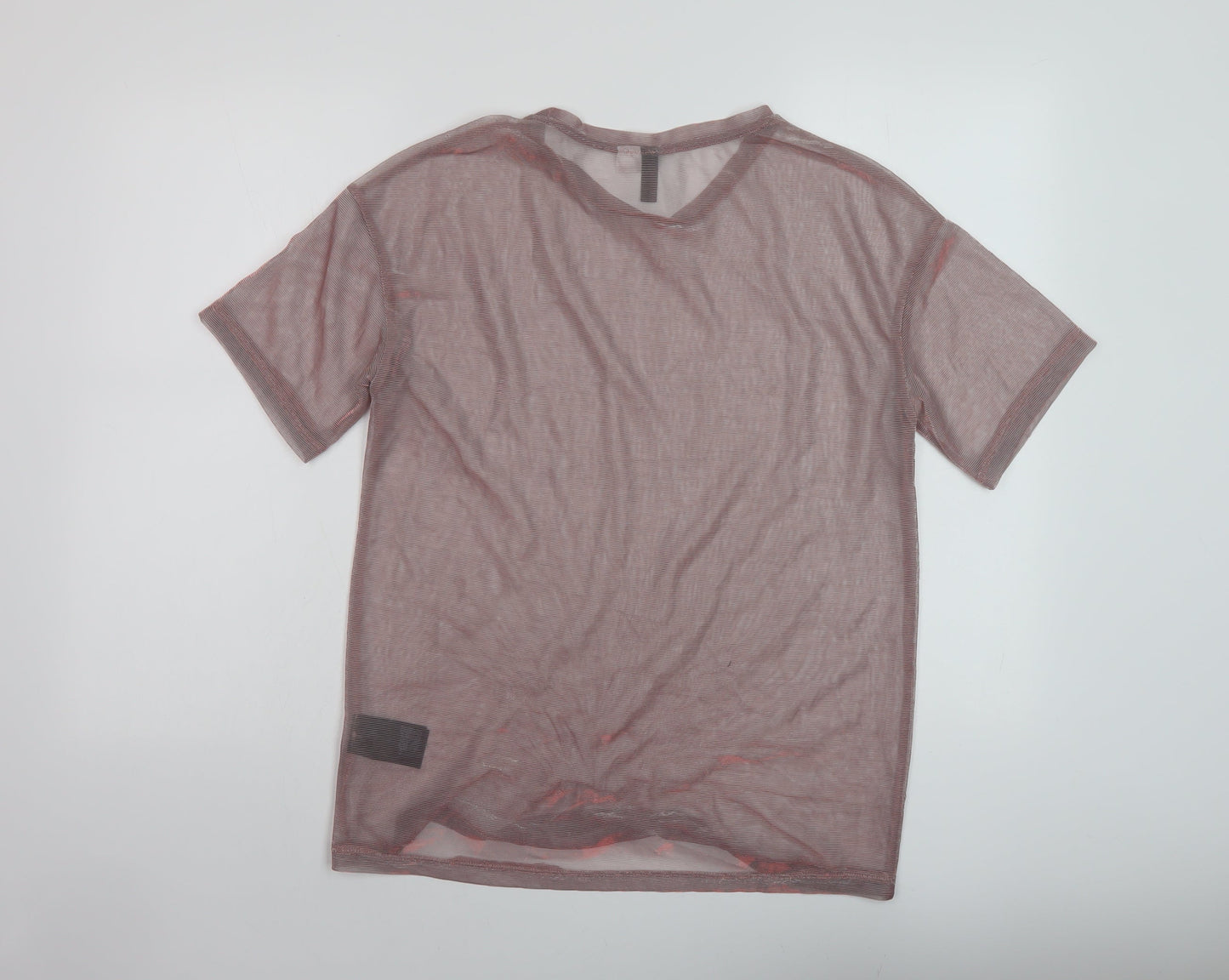H&M Womens Pink Polyester Basic T-Shirt Size S Round Neck