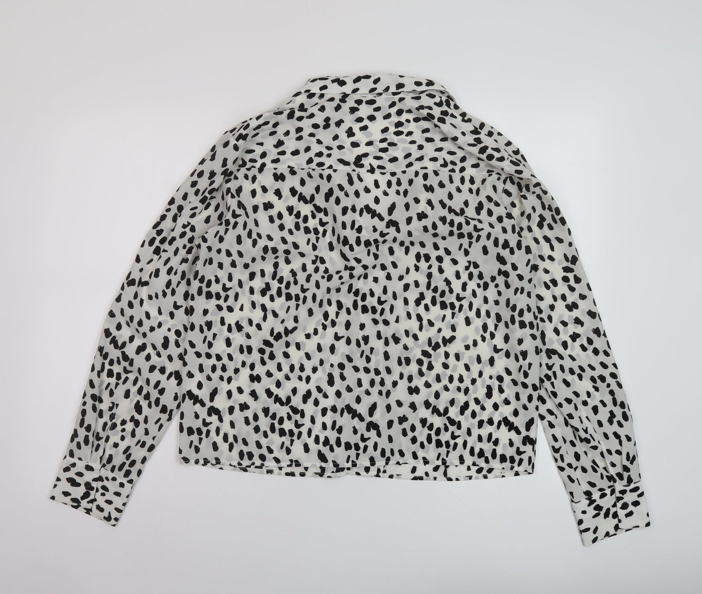 Topshop Womens Ivory Animal Print Polyester Basic Blouse Size 12 V-Neck