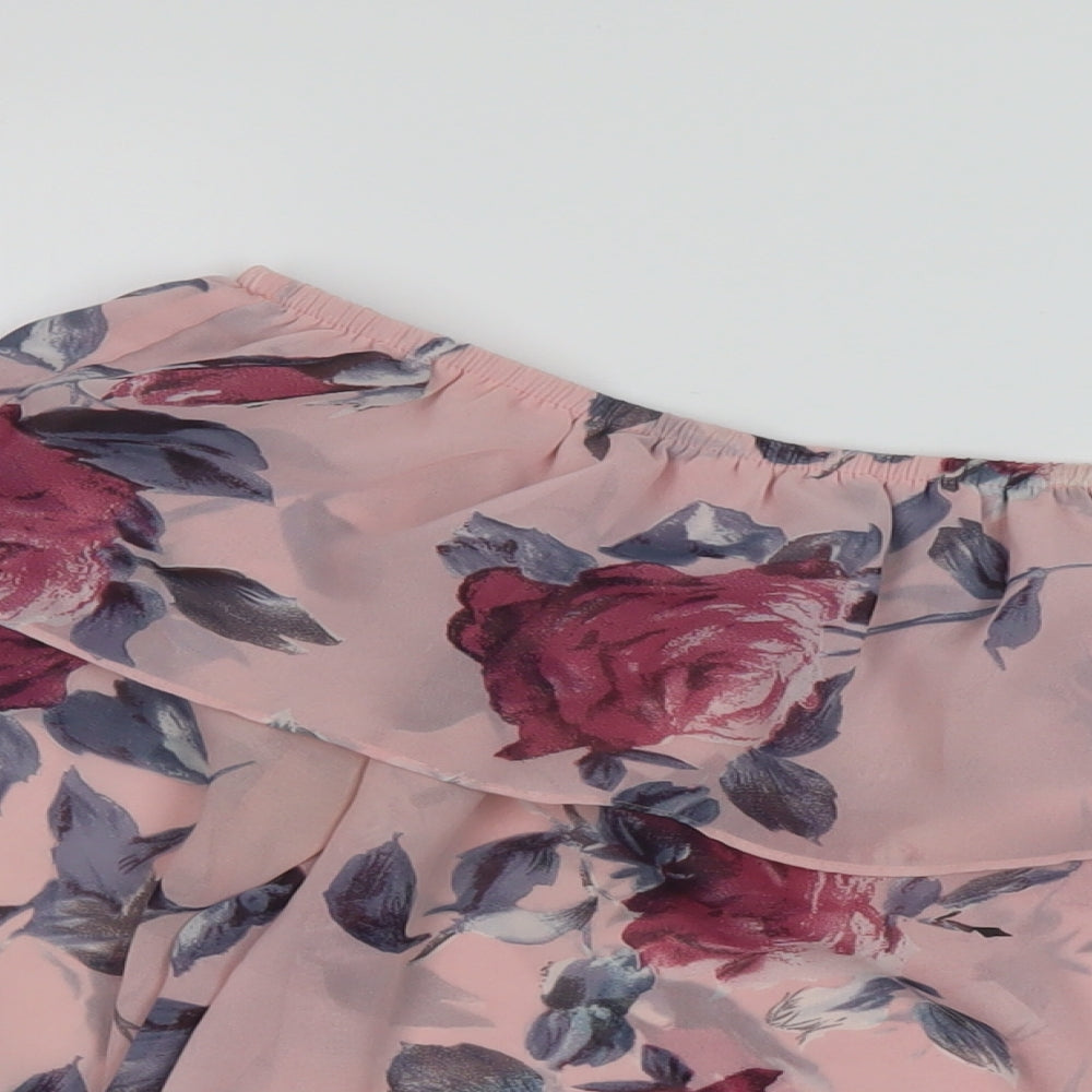 Lipsy Womens Pink Floral Polyester Basic Blouse Size 10 Square Neck