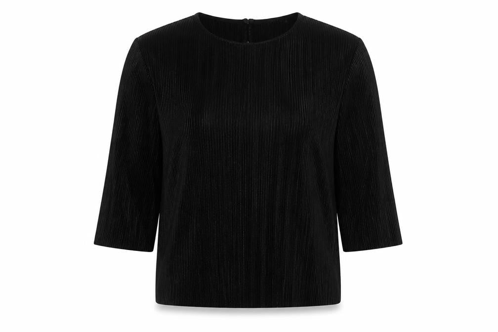 Marks and Spencer Womens Black Polyester Basic Blouse Size 10 Round Neck