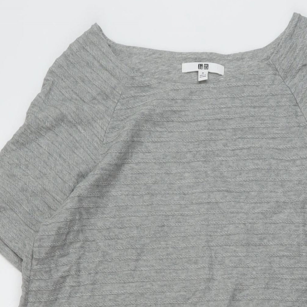 Uniqlo Womens Grey Cotton A-Line Size M Round Neck Pullover