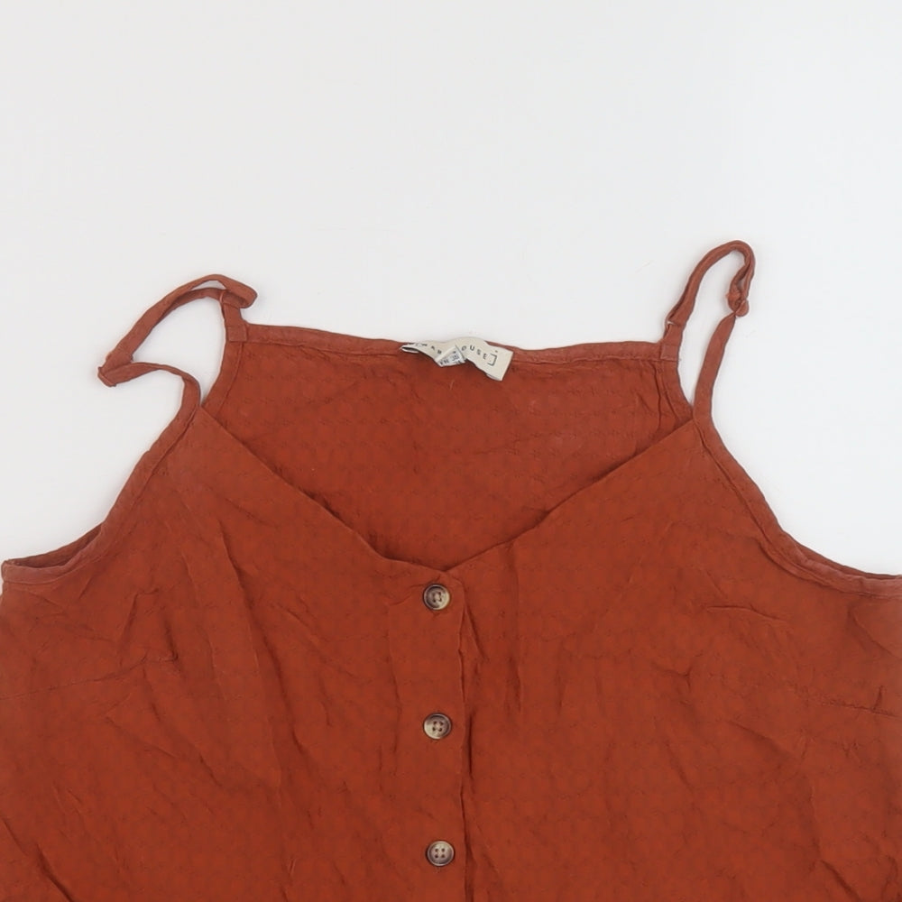 Warehouse Womens Brown Viscose Basic Tank Size 8 Sweetheart