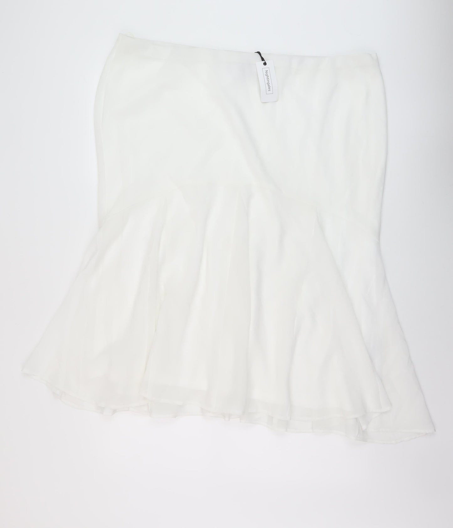 Nightingales Womens White Polyester A-Line Skirt Size 24