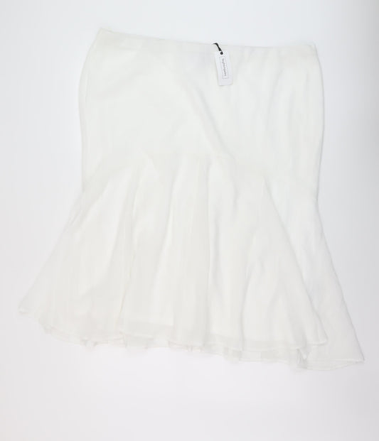 Nightingales Womens White Polyester A-Line Skirt Size 24