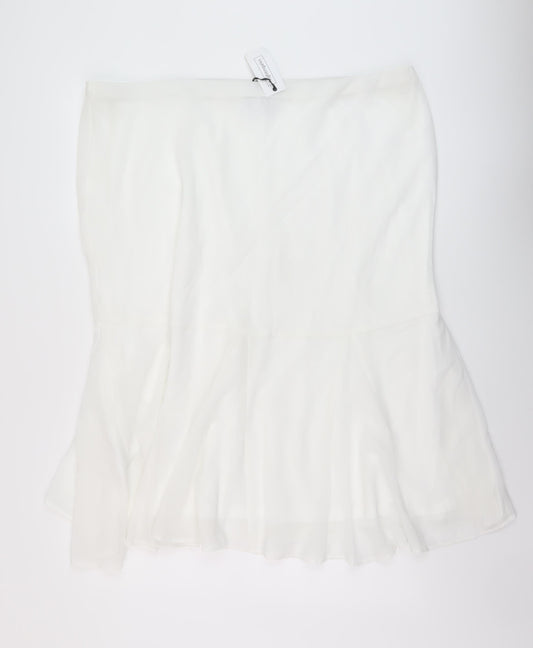 Nightingales Womens White Polyester A-Line Skirt Size 24