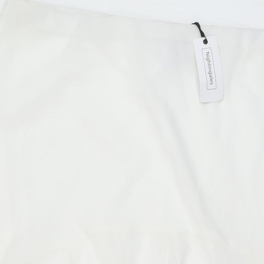 Nightingales Womens White Polyester A-Line Skirt Size 24