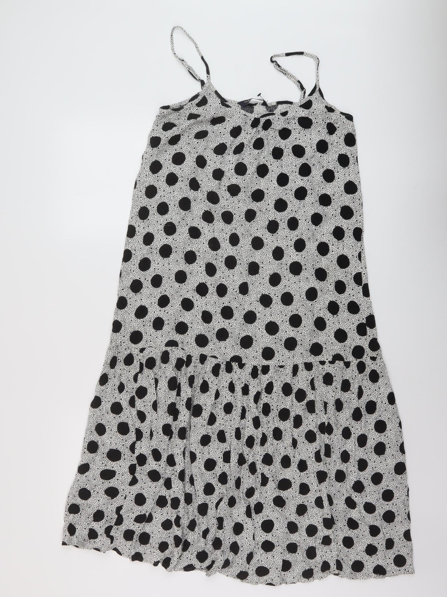 Marks and Spencer Womens Black Polka Dot Viscose A-Line Size 10 Round Neck Pullover