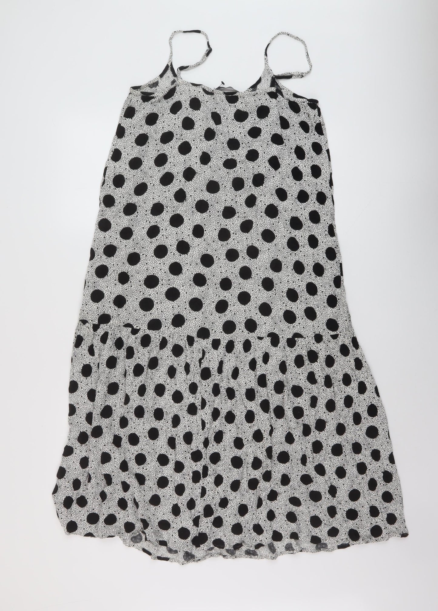 Marks and Spencer Womens Black Polka Dot Viscose A-Line Size 10 Round Neck Pullover