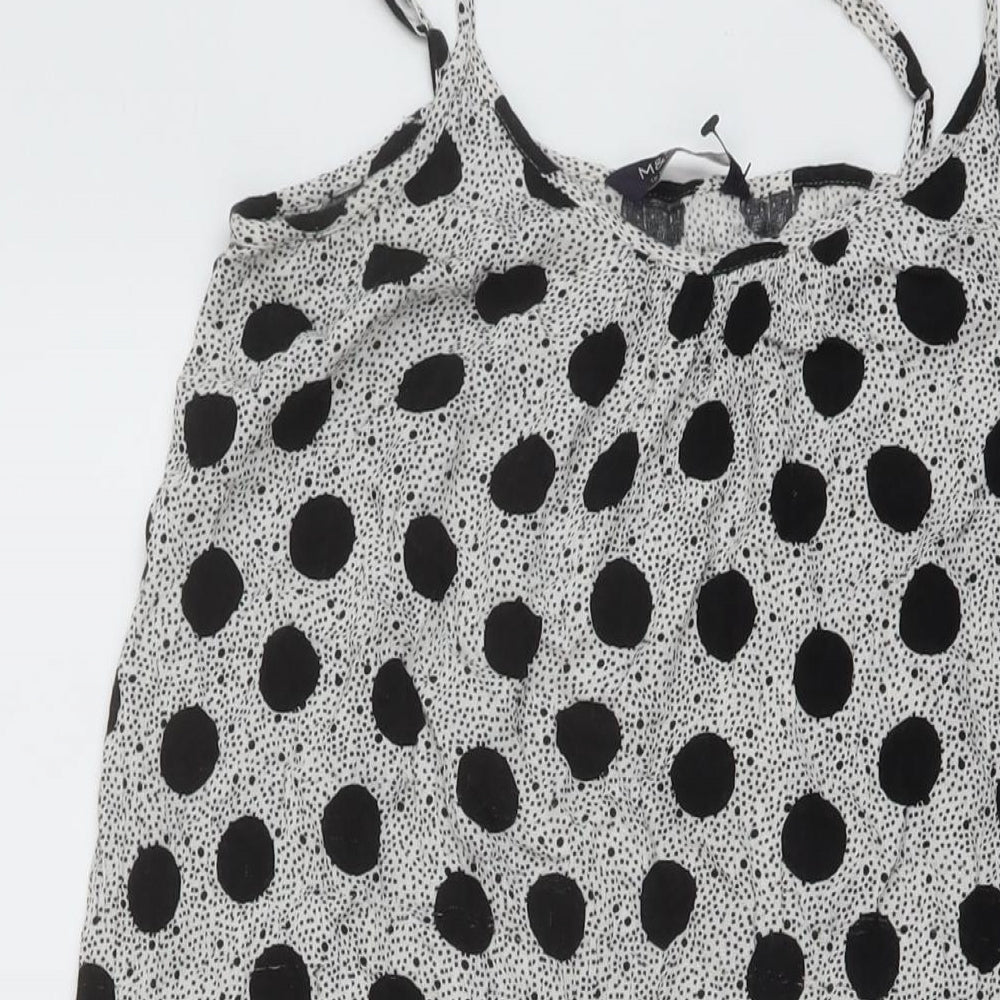 Marks and Spencer Womens Black Polka Dot Viscose A-Line Size 10 Round Neck Pullover