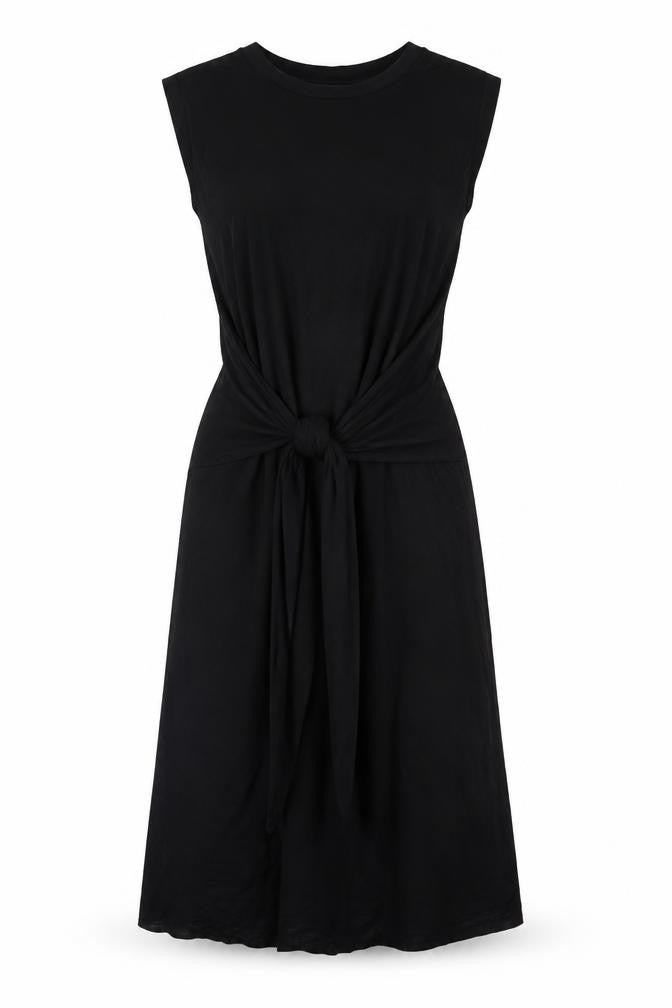 Front view of ASOS women’s black viscose a-line, size UK 12, round neck pullover