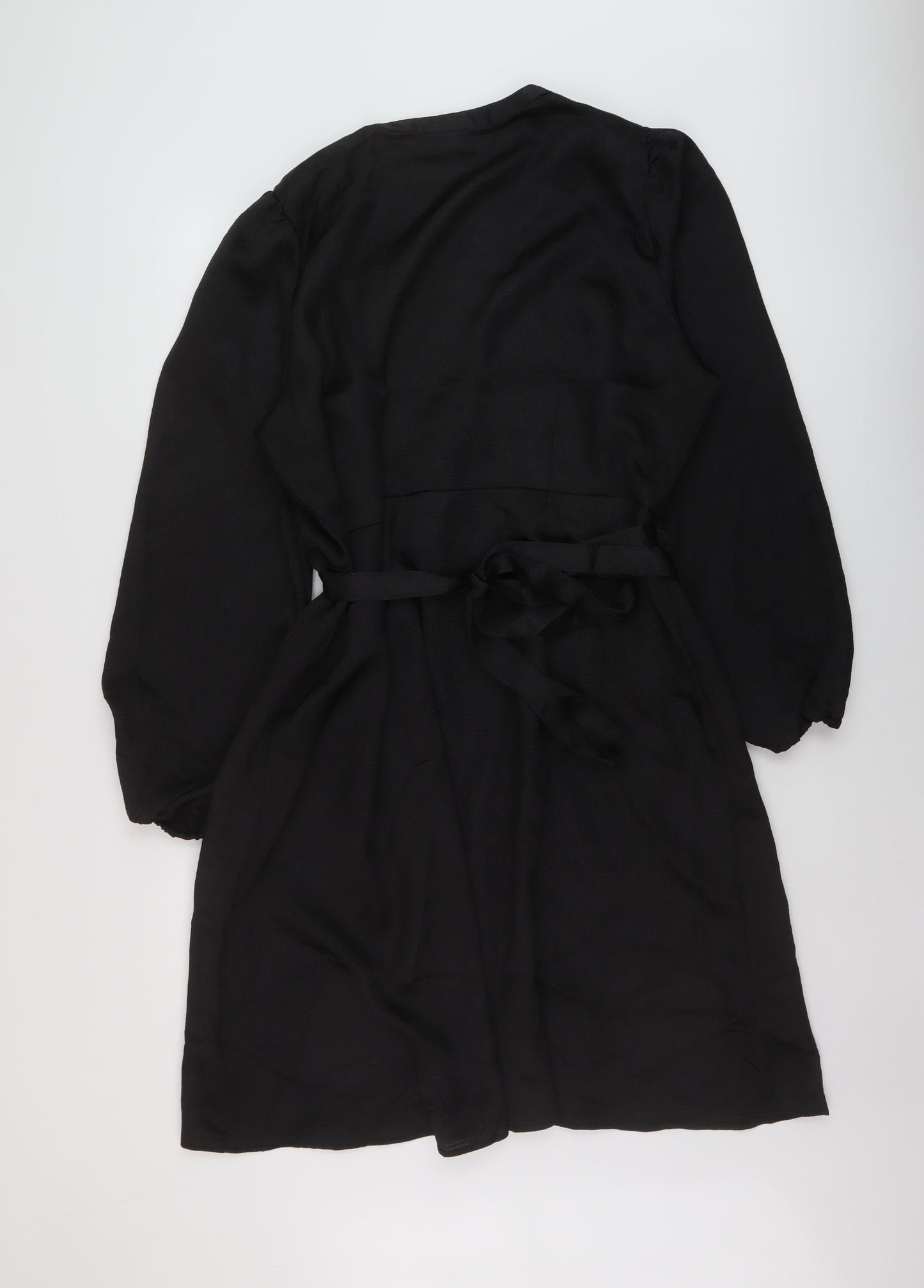 VERO MODA Womens Black Polyester Wrap Dress Size 22 V-Neck Tie