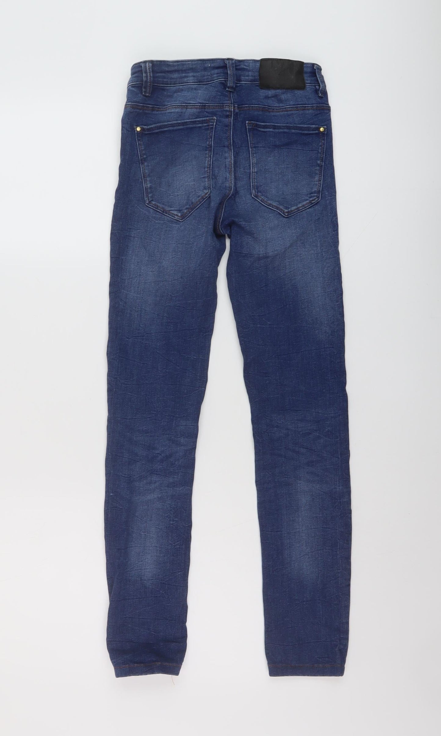 Zara Womens Blue Cotton Skinny Jeans Size 6 L26 in Regular Button