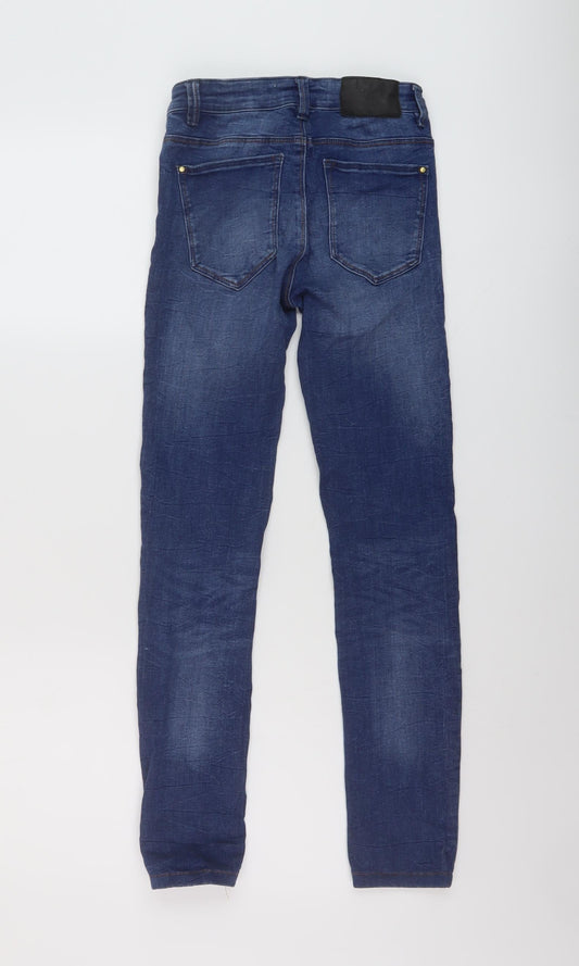 Zara Womens Blue Cotton Skinny Jeans Size 6 L26 in Regular Button