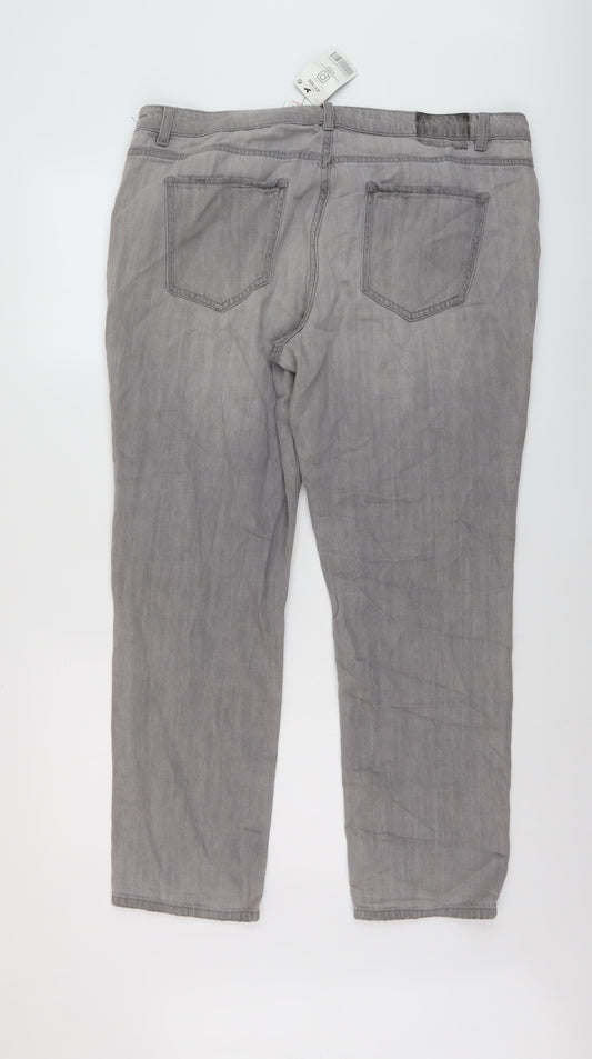 NEXT Womens Grey Cotton Straight Jeans Size 16 L27 in Regular Button