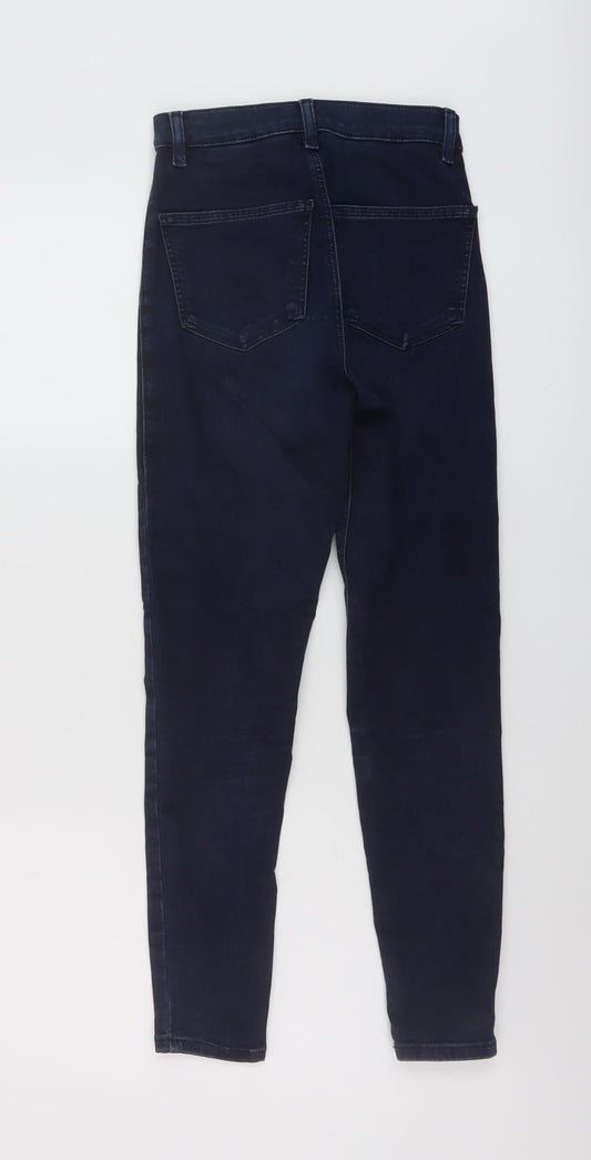 Topshop Womens Blue Cotton Skinny Jeans Size 26 in L26 in Regular Button