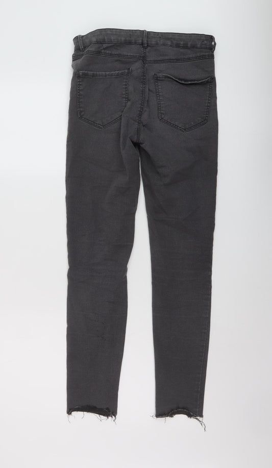 Zara Womens Grey Cotton Skinny Jeans Size XS L28 in Regular Button