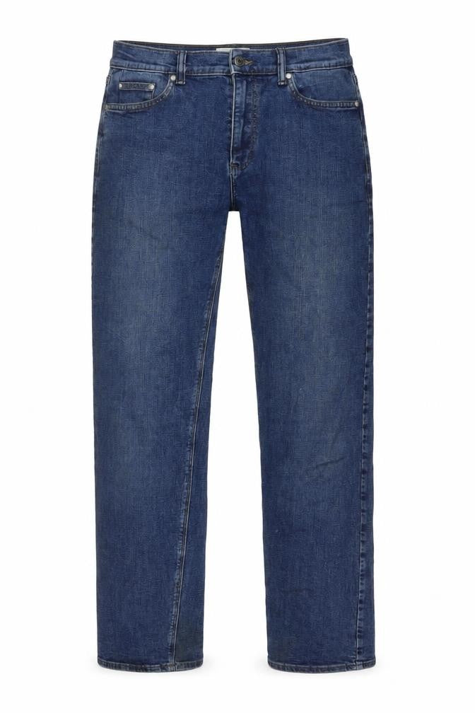 Marks and Spencer Mens Blue Cotton Straight Jeans Size 30 in L33 in Regular Button