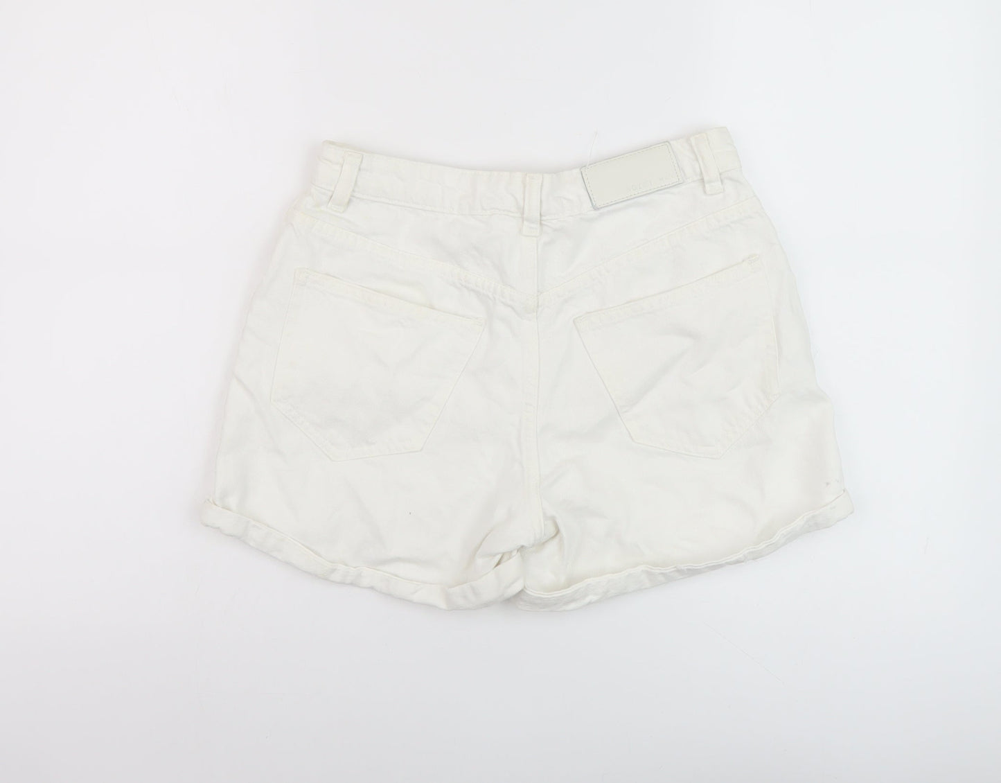 Noisy may Womens White Cotton Mom Shorts Size S L3 in Regular Button