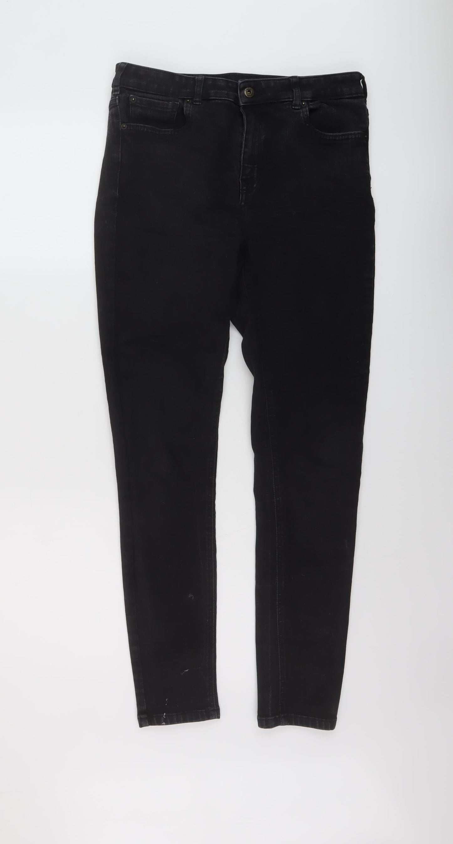 Jack Wills Womens Black Cotton Skinny Jeans Size 30 in L29 in Regular Button