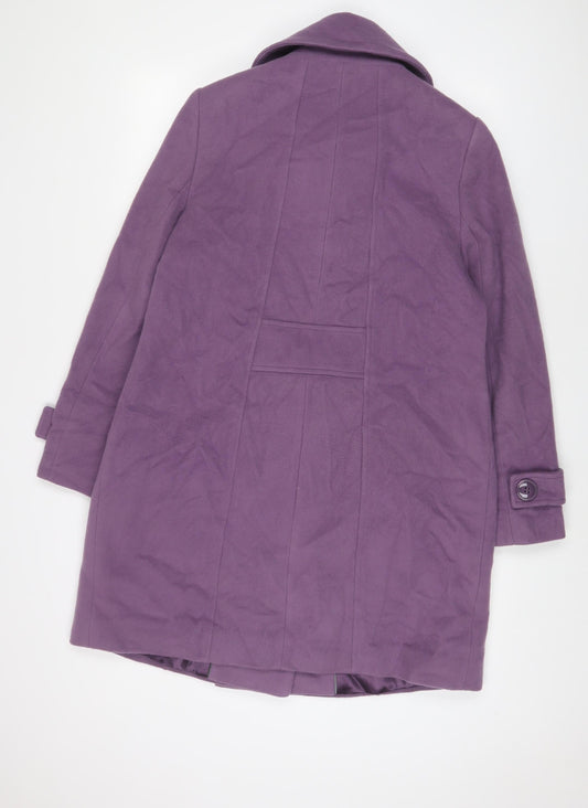 Cc Womens Purple Overcoat Coat Size 14 Button