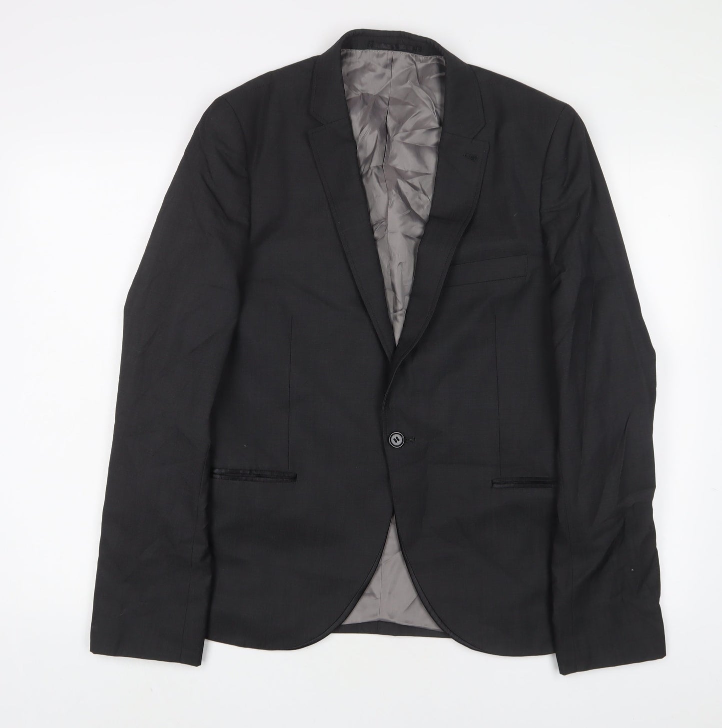 Topman Mens Grey Wool Jacket Suit Jacket Size 40 Regular