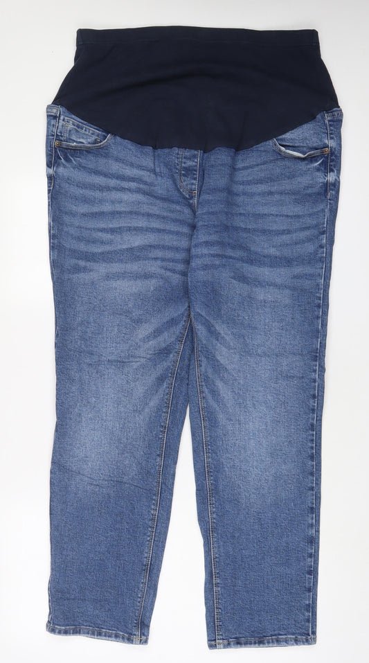 George Womens Blue Cotton Straight Jeans Size 18 L30 in Regular
