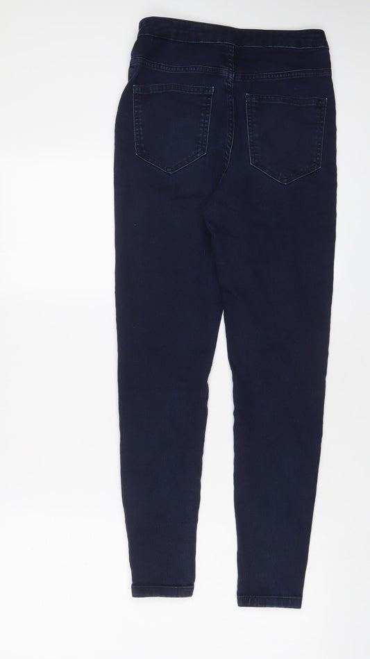 Marks and Spencer Womens Blue Cotton Skinny Jeans Size 10 L27 in Regular Zip