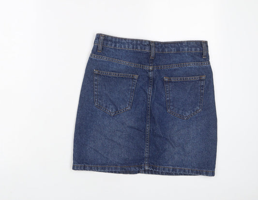Don't think twice Womens Blue Cotton A-Line Skirt Size 8 Zip