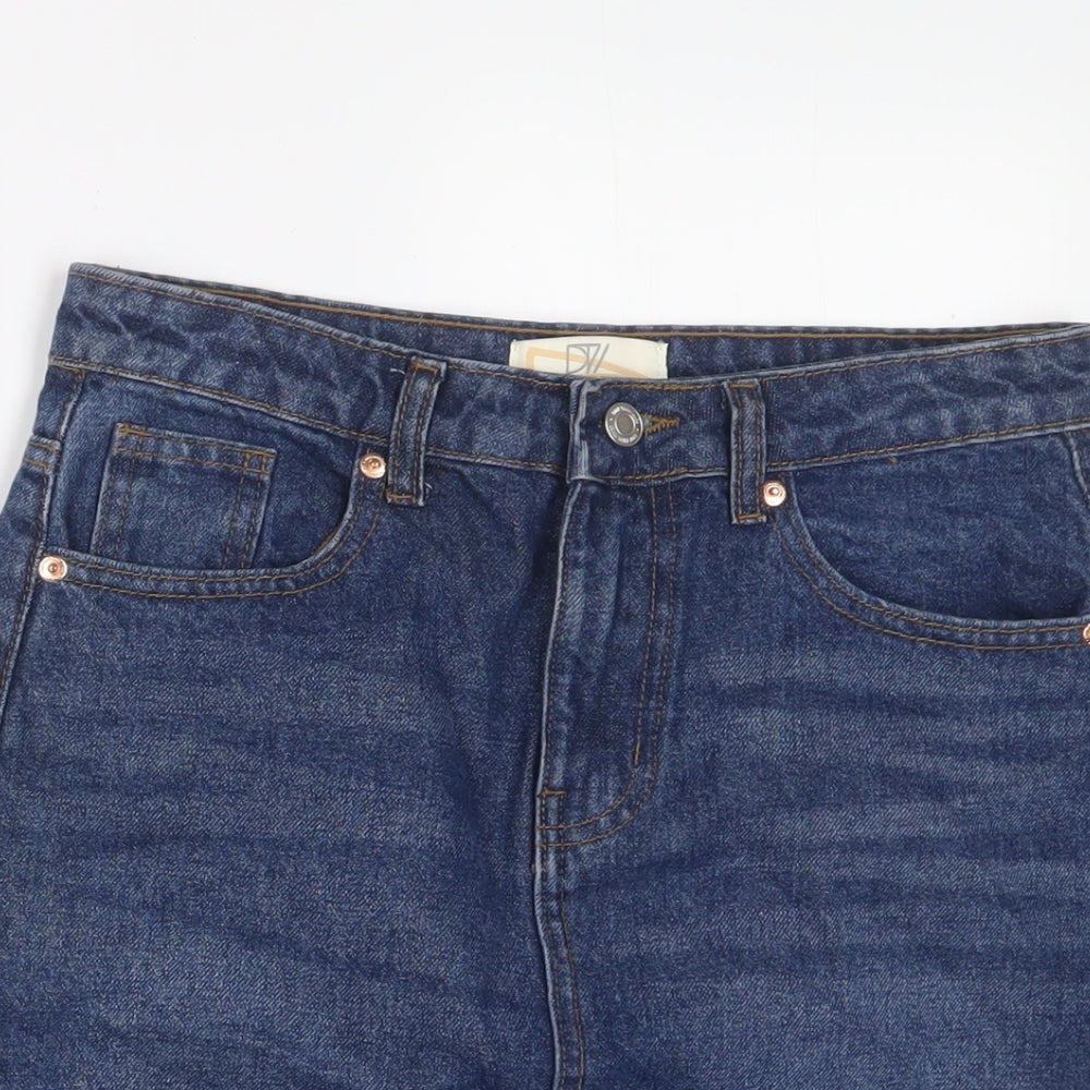 Don't think twice Womens Blue Cotton A-Line Skirt Size 8 Zip