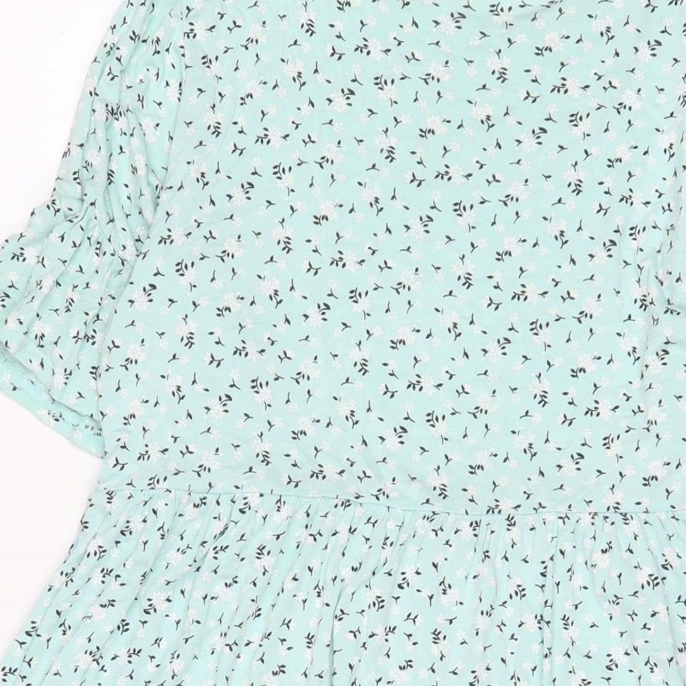 Boohoo Womens Blue Fair Isle Viscose A-Line Size 8 Crew Neck Pullover