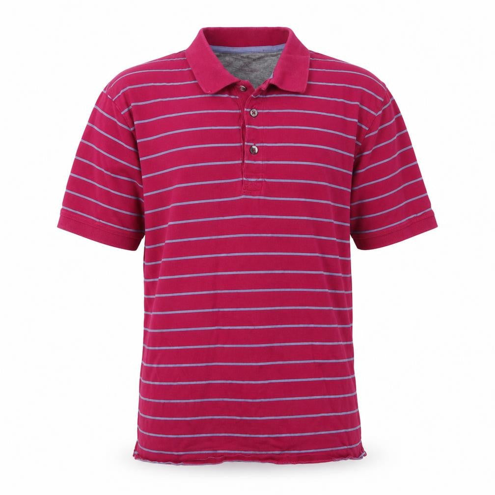 Marks and Spencer Mens Pink Striped Cotton Polo Size M Collared Button