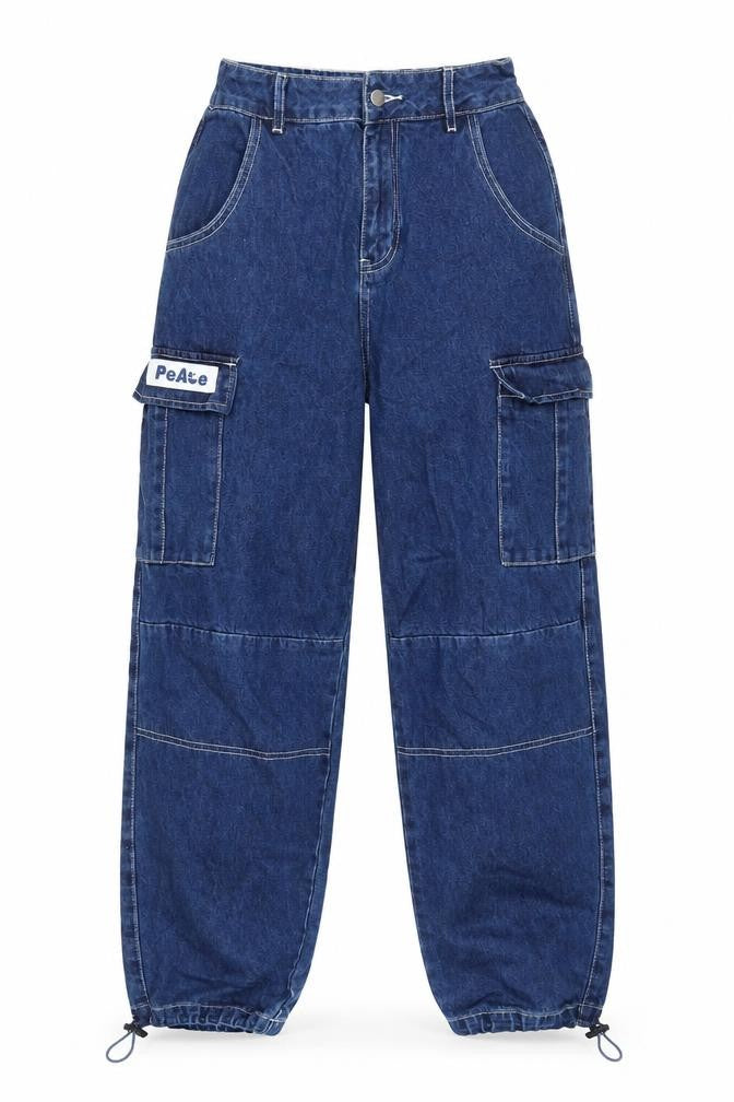 PEACEBIRD Mens Blue Cotton Tapered Jeans Size 26 in L26 in Regular Zip