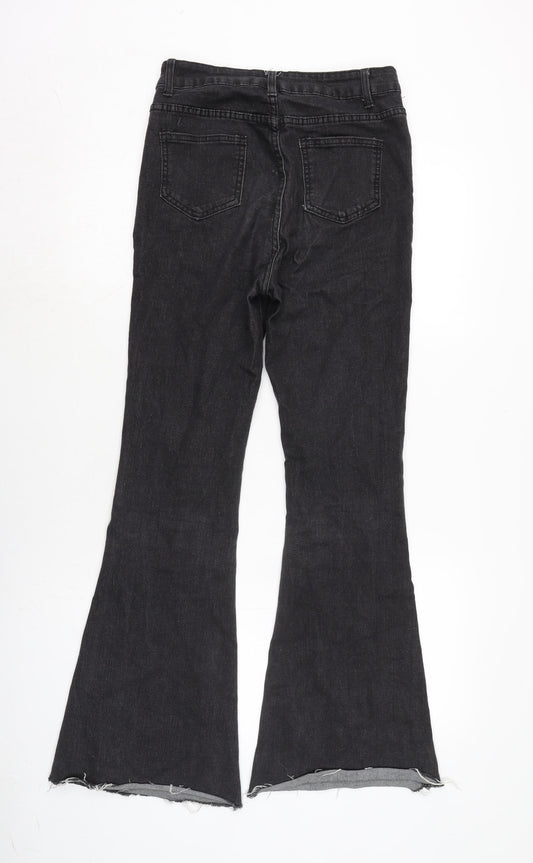 JEANS Womens Blue Cotton Blend Flared Jeans Size 26 in L29 in Regular Zip - Raw Hem
