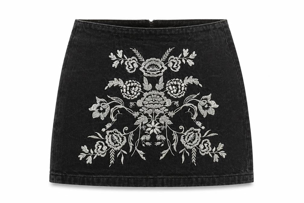 Topshop Womens Grey Cotton A-Line Skirt Size 6 Zip