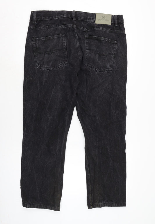 Pride & soul Mens Grey Cotton Straight Jeans Size 38 in L28 in Regular Zip