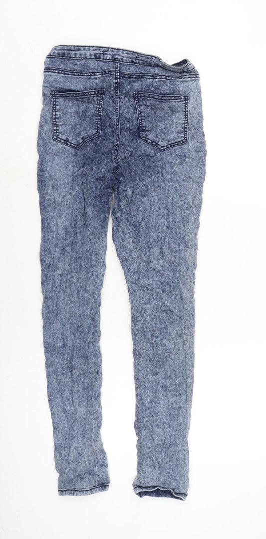 Denim & Co. Womens Blue Cotton Blend Skinny Jeans Size 14 L28 in Regular Zip