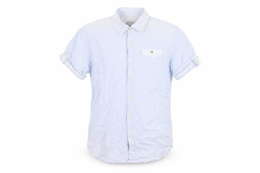 Scotch & Soda Mens Blue Striped Cotton Button-Up Size M Collared Button