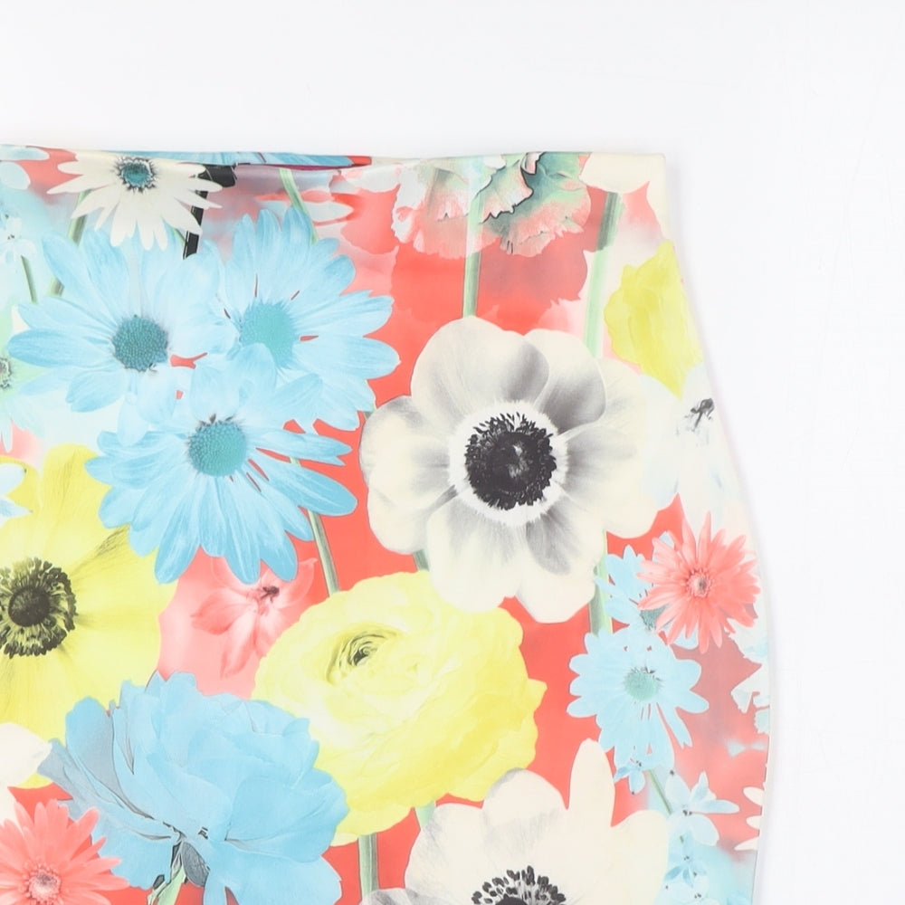 Boohoo Womens Multicoloured Floral Polyester A-Line Skirt Size 10