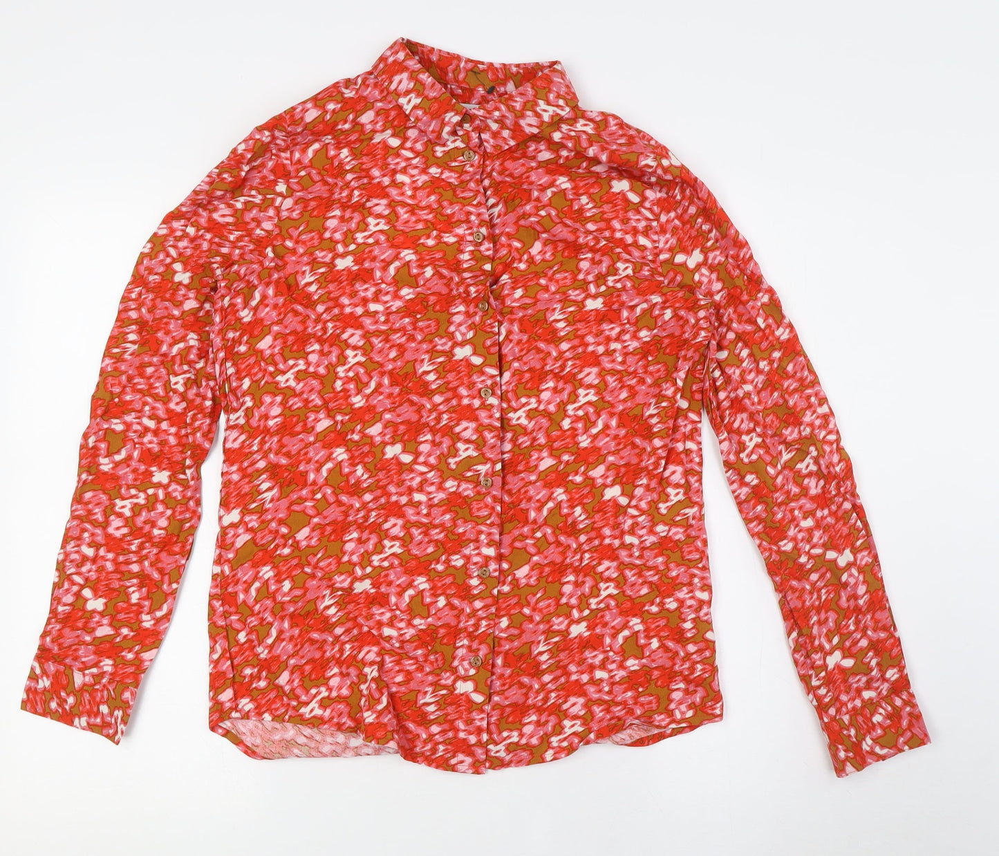 ICHI Womens Multicoloured Viscose Basic Button-Up Size 6 Collared