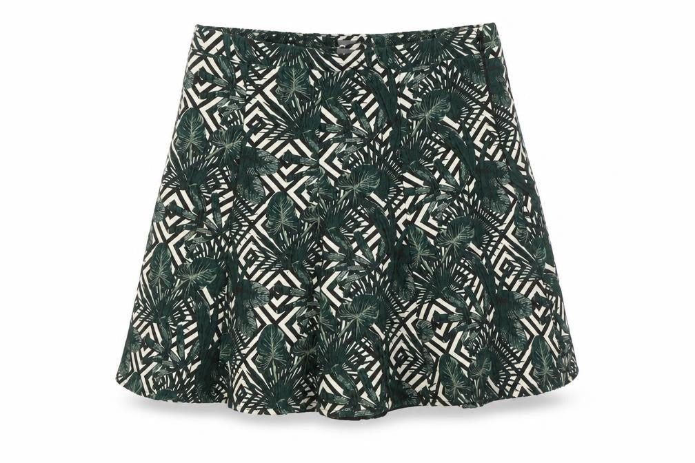 Oasis Womens Green Polyester A-Line Skirt Size 8 Zip - Leaf Print
