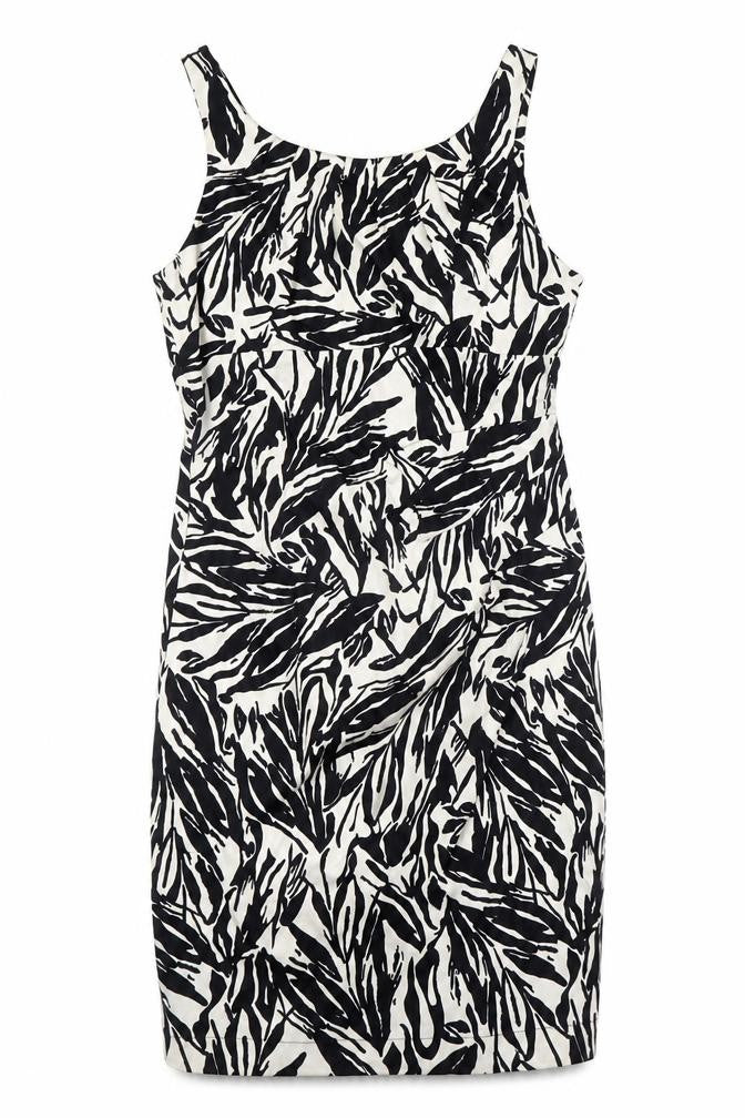 Wallis Womens Black Cotton Pencil Dress Size 10 Scoop Neck Zip
