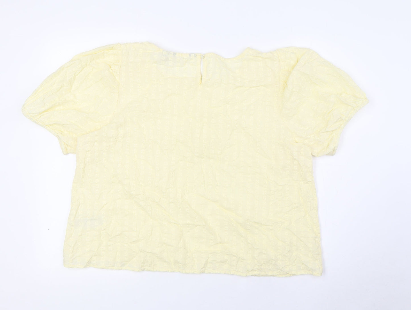 Dorothy Perkins Womens Yellow Cotton Basic Blouse Size 18 Boat Neck