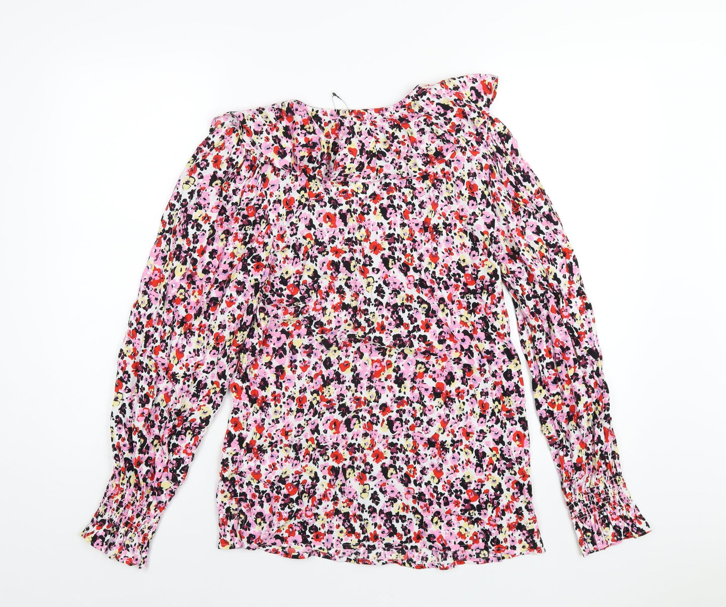 Marks and Spencer Womens Multicoloured Floral Viscose Basic Blouse Size 6 V-Neck
