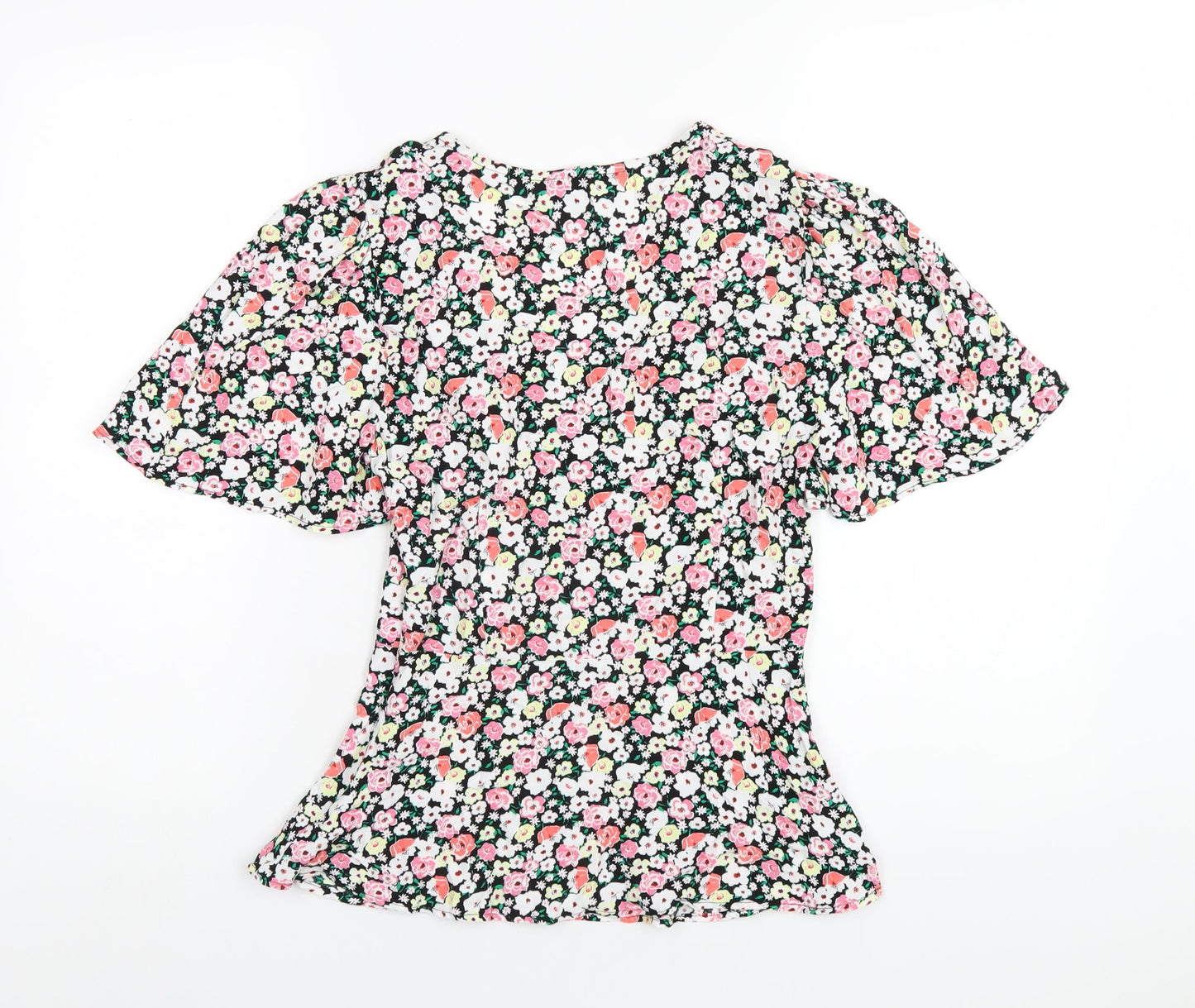 Marks and Spencer Womens Multicoloured Floral Viscose Basic Blouse Size 6 V-Neck